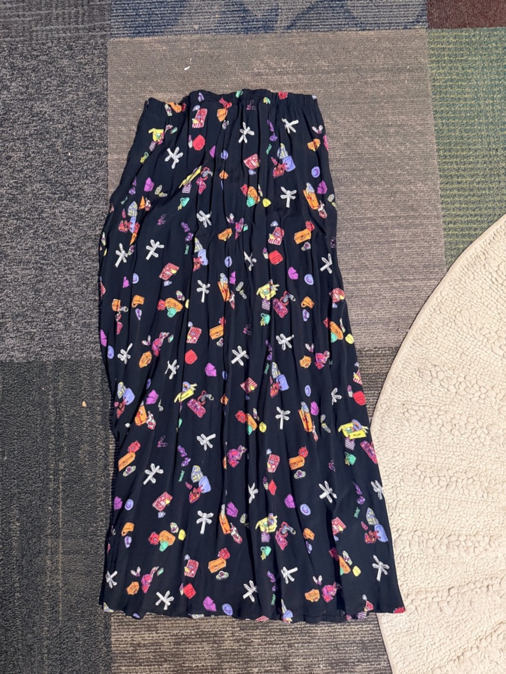 Vintage Johanne Beck shopping city print black maxi skirt medium